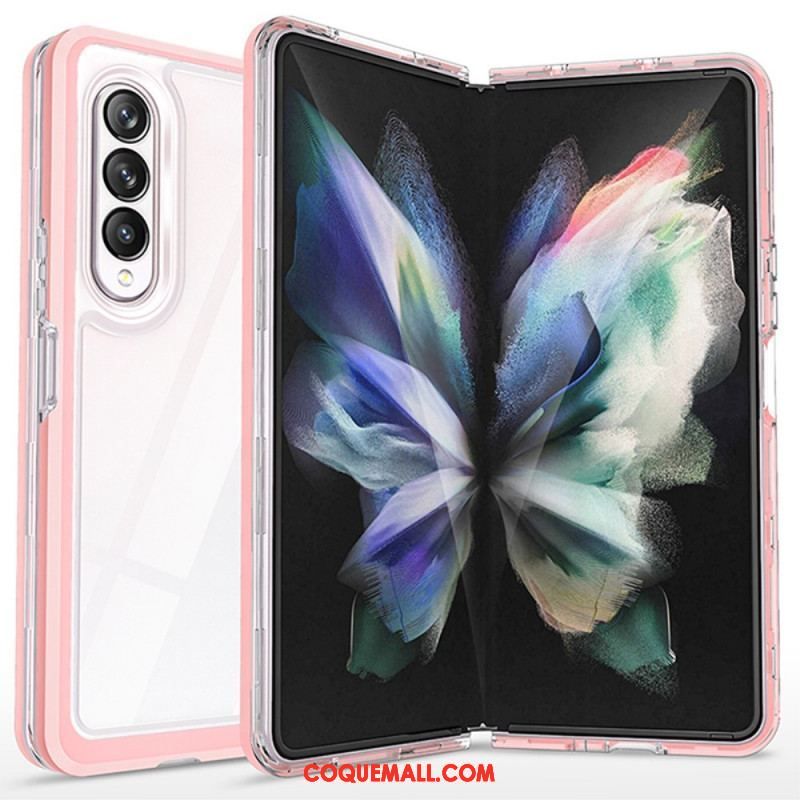 Coque Samsung Galaxy Z Fold 3 5G Hybride Transparente Rebords Colorés