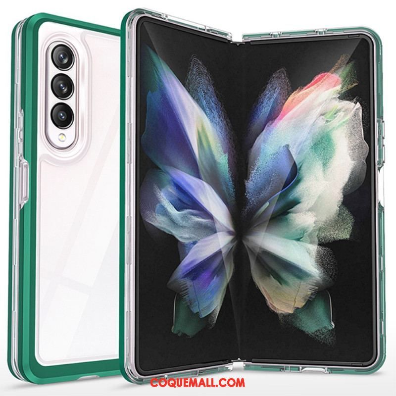 Coque Samsung Galaxy Z Fold 3 5G Hybride Transparente Rebords Colorés