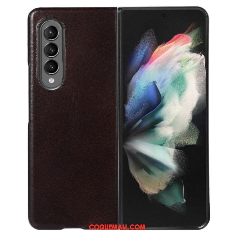 Coque Samsung Galaxy Z Fold 4 Classique Cuir Véritable de Vache