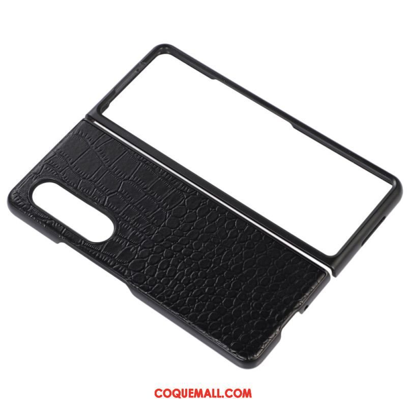 Coque Samsung Galaxy Z Fold 4 Cuir Véritable Effet Crocodile Tendance