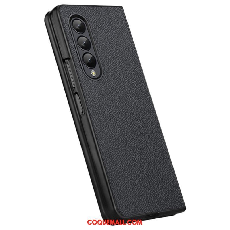 Coque Samsung Galaxy Z Fold 4 Cuir Véritable Litchi