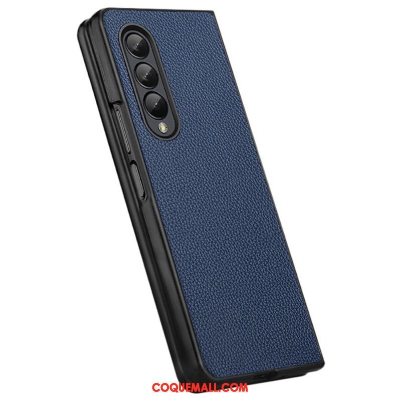 Coque Samsung Galaxy Z Fold 4 Cuir Véritable Litchi