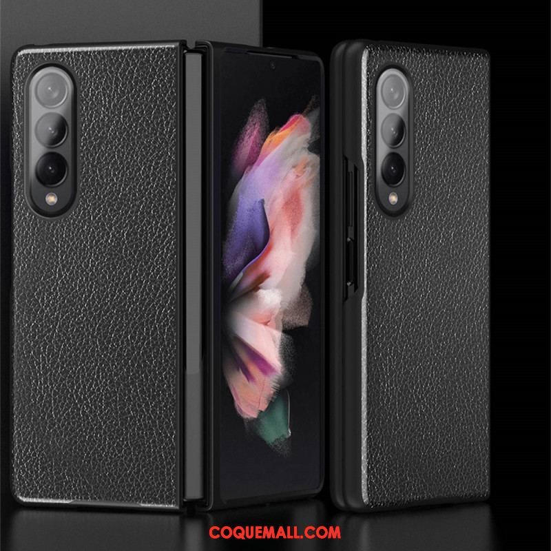 Coque Samsung Galaxy Z Fold 4 Simili Cuir Enduit Litchi