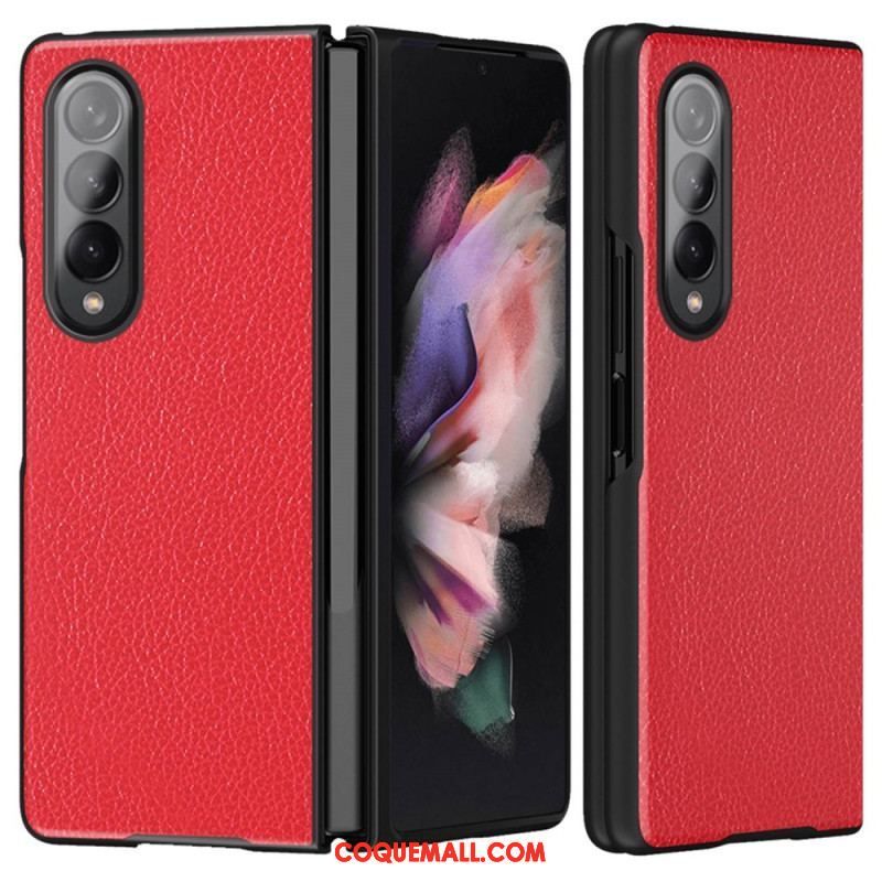 Coque Samsung Galaxy Z Fold 4 Simili Cuir Enduit Litchi