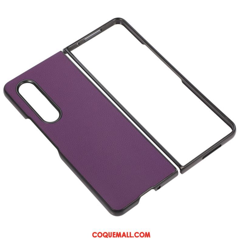 Coque Samsung Galaxy Z Fold 4 Simili Cuir Litchi Effet Rétro