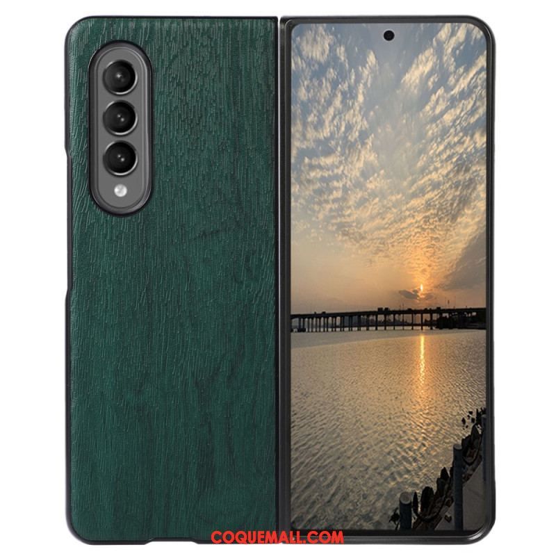 Coque Samsung Galaxy Z Fold 4 Simili Cuir Texture Bois