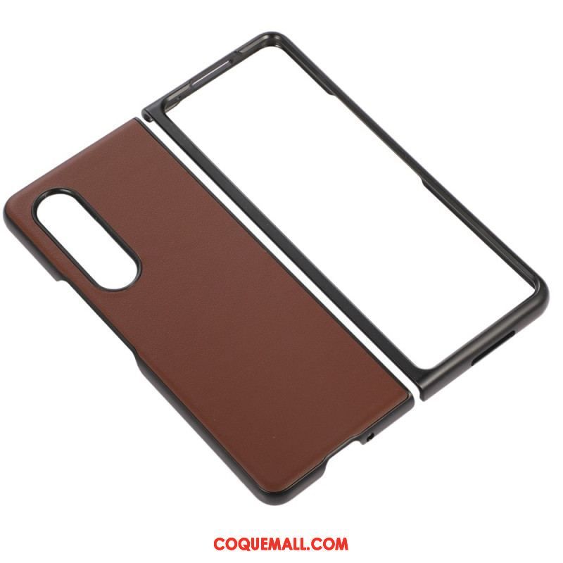 Coque Samsung Z Fold 4 Classique Cuir Véritable Enduit