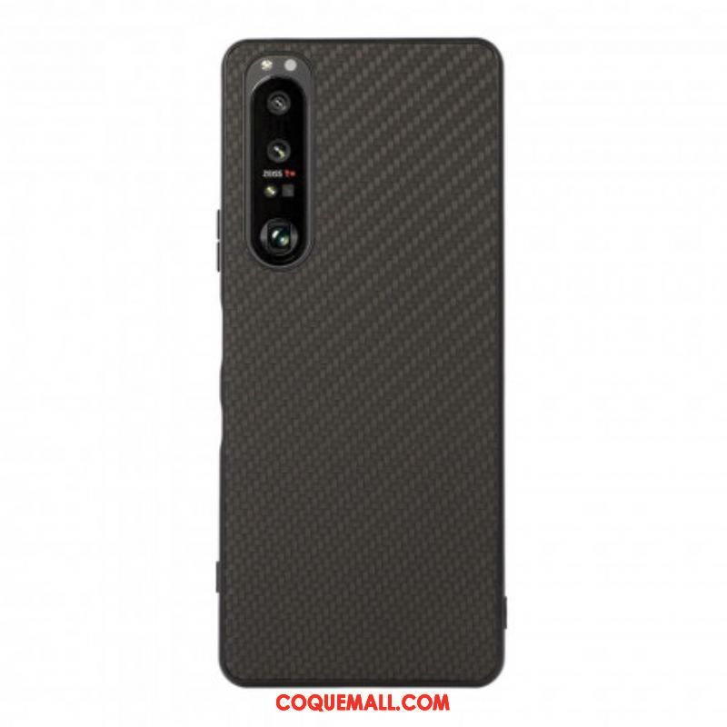 Coque Sony Xperia 1 III Effet Cuir Texture Fibre Carbone