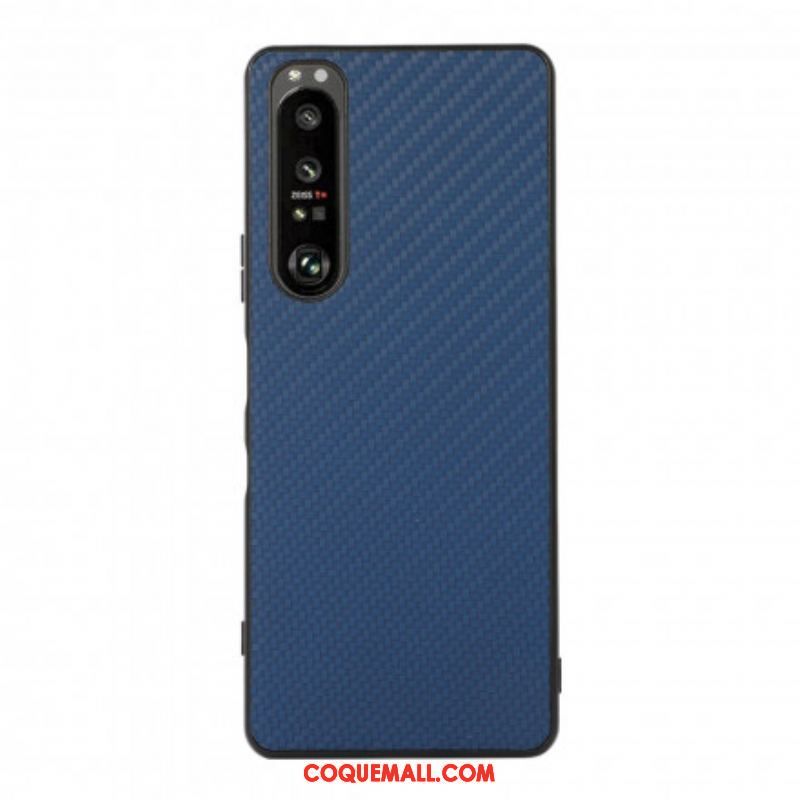 Coque Sony Xperia 1 III Effet Cuir Texture Fibre Carbone