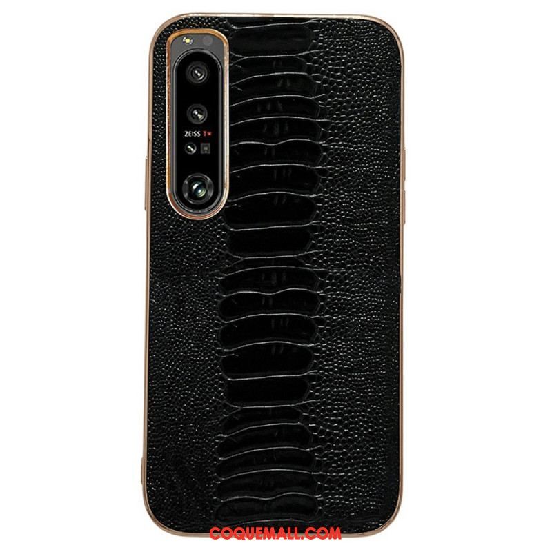 Coque Sony Xperia 1 IV Cuir Véritable Style Crocodile