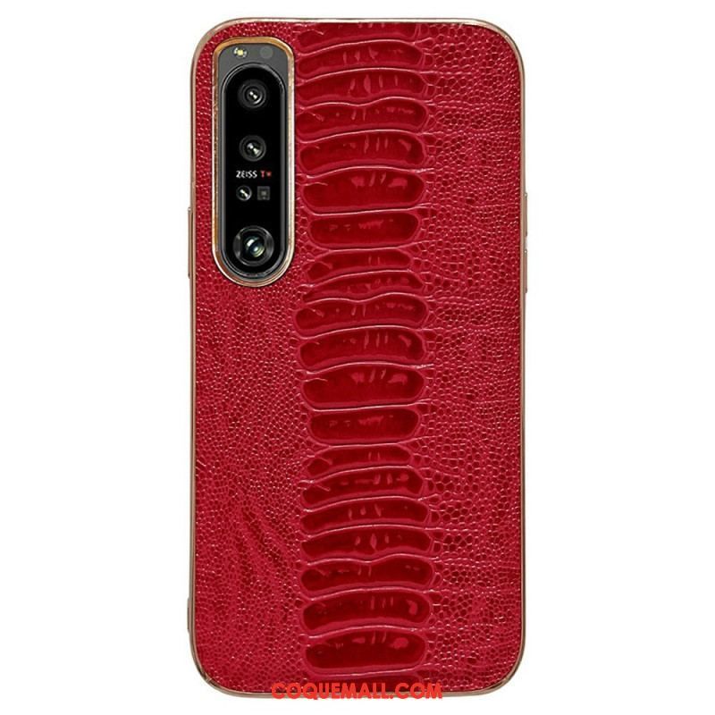 Coque Sony Xperia 1 IV Cuir Véritable Style Crocodile