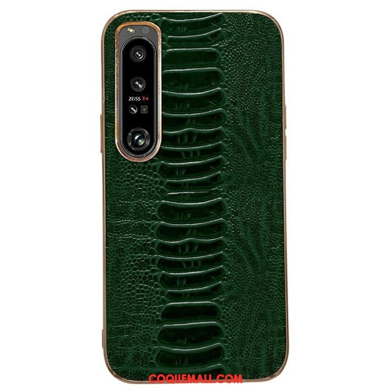 Coque Sony Xperia 1 IV Cuir Véritable Style Crocodile