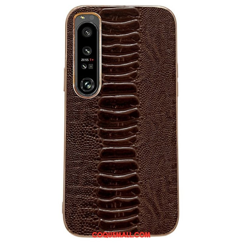 Coque Sony Xperia 1 IV Cuir Véritable Style Crocodile