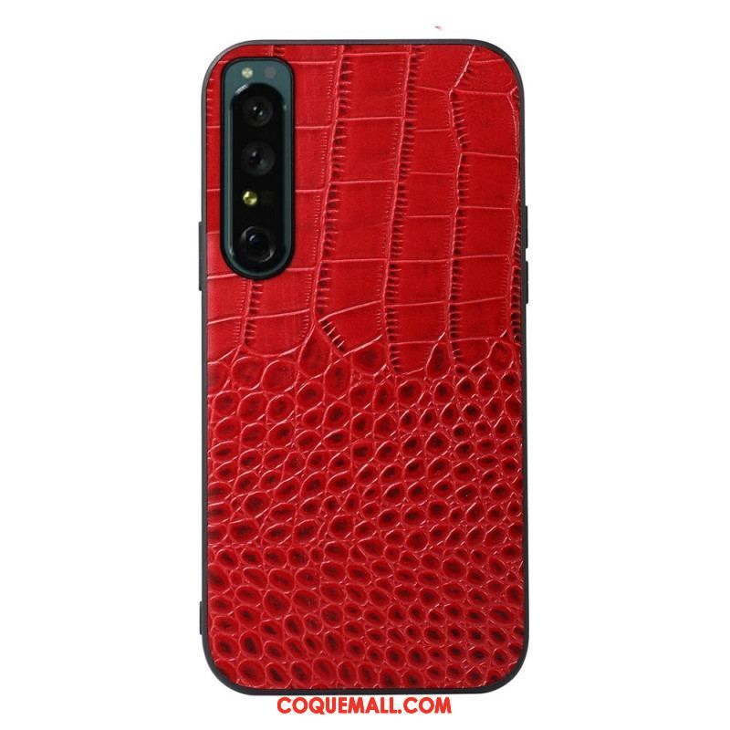 Coque Sony Xperia 1 IV Véritable Cuir Texture Crocodile