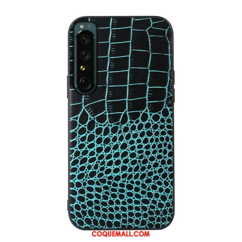 Coque Sony Xperia 1 IV Véritable Cuir Texture Crocodile