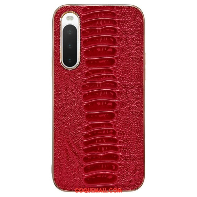 Coque Sony Xperia 10 IV Cuir Véritable Style Crocodile