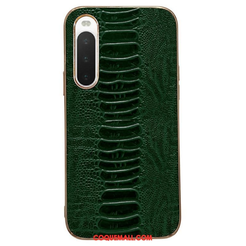 Coque Sony Xperia 10 IV Cuir Véritable Style Crocodile