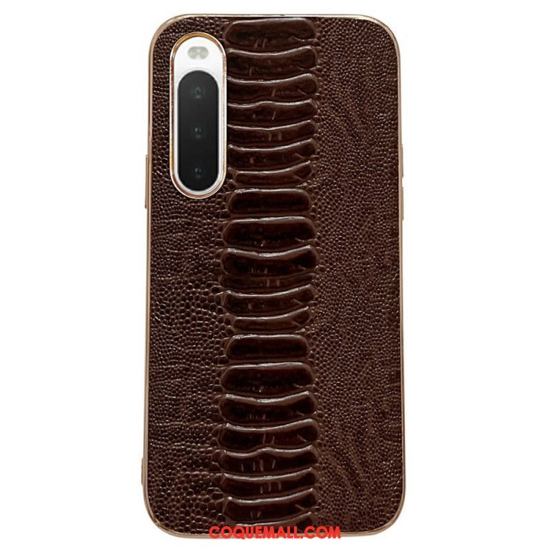 Coque Sony Xperia 10 IV Cuir Véritable Style Crocodile