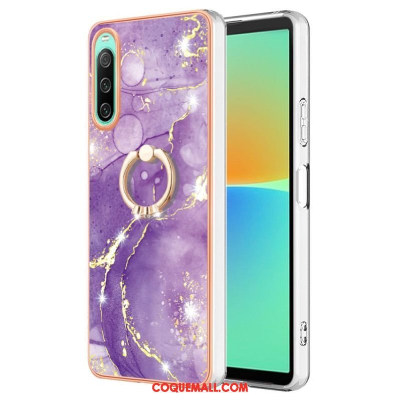 Coque Sony Xperia 10 IV Marbre avec Anneau-Support