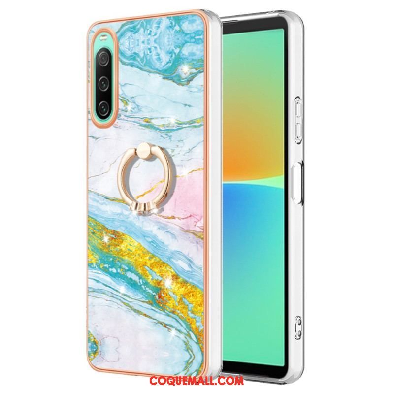 Coque Sony Xperia 10 IV Marbre avec Anneau-Support