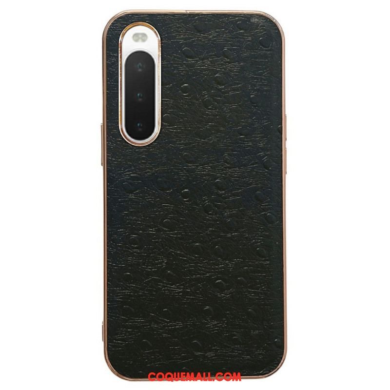 Coque Sony Xperia 10 IV Véritable Cuir Style Autruche