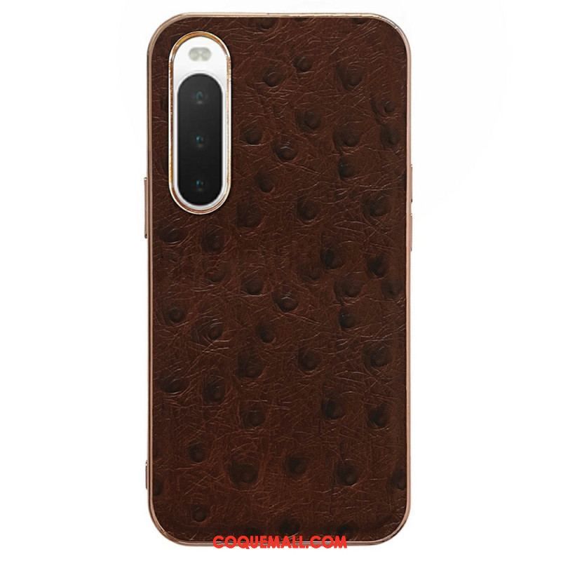 Coque Sony Xperia 10 IV Véritable Cuir Style Autruche