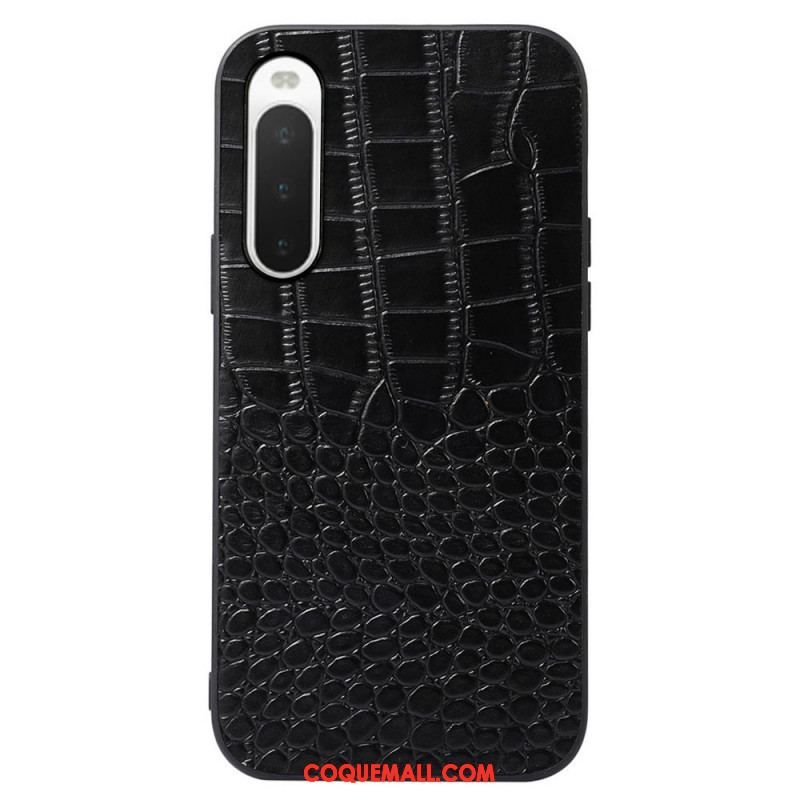 Coque Sony Xperia 10 IV Véritable Cuir Texture Crocodile