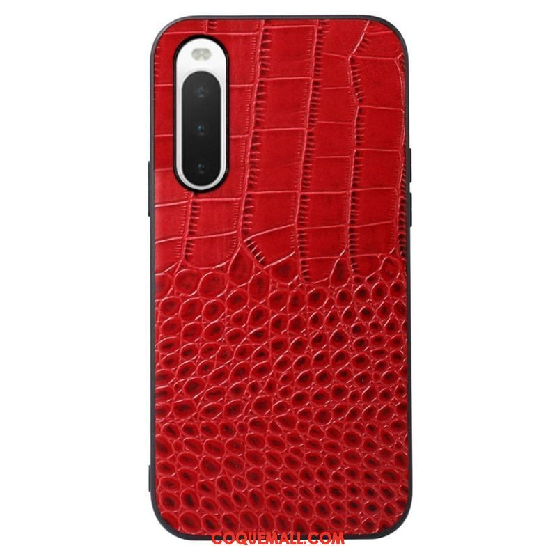 Coque Sony Xperia 10 IV Véritable Cuir Texture Crocodile