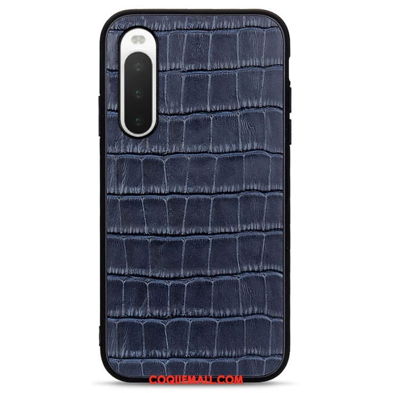 Coque Sony Xperia 10 IV Véritable Cuir Texture Crocodile