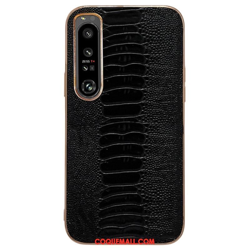 Coque Sony Xperia 5 IV Cuir Véritable Style Crocodile