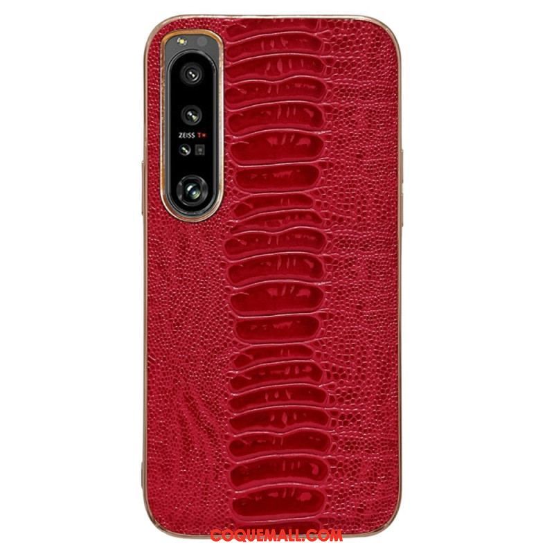 Coque Sony Xperia 5 IV Cuir Véritable Style Crocodile