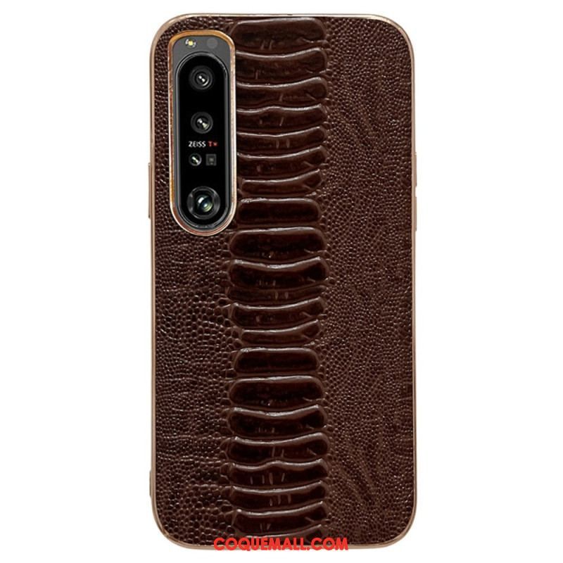 Coque Sony Xperia 5 IV Cuir Véritable Style Crocodile