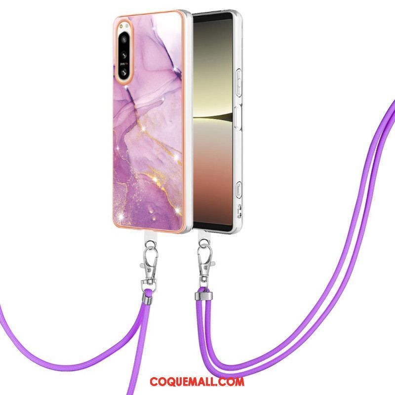 Coque Sony Xperia 5 IV à Cordon Marbre