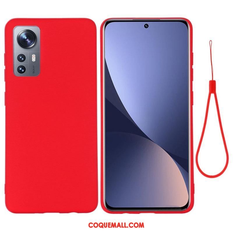 Coque  Xiaomi 12 / 12X  Silicone Liquide Avec Lanière