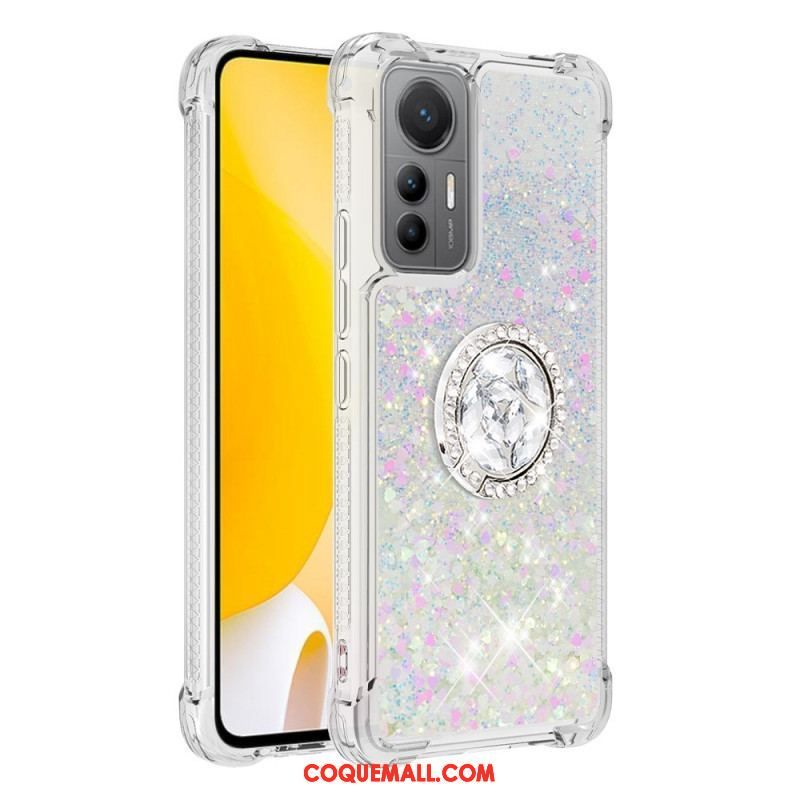 Coque Xiaomi 12 Lite Paillettes Colorées Anneau-Support