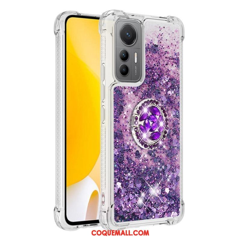 Coque Xiaomi 12 Lite Paillettes Colorées Anneau-Support