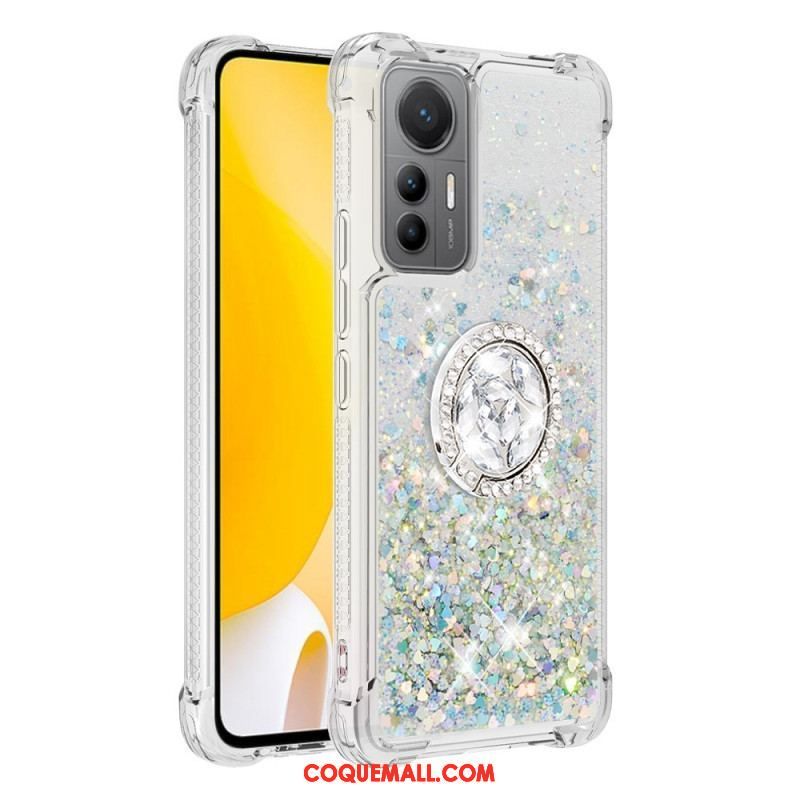 Coque Xiaomi 12 Lite Paillettes Colorées Anneau-Support