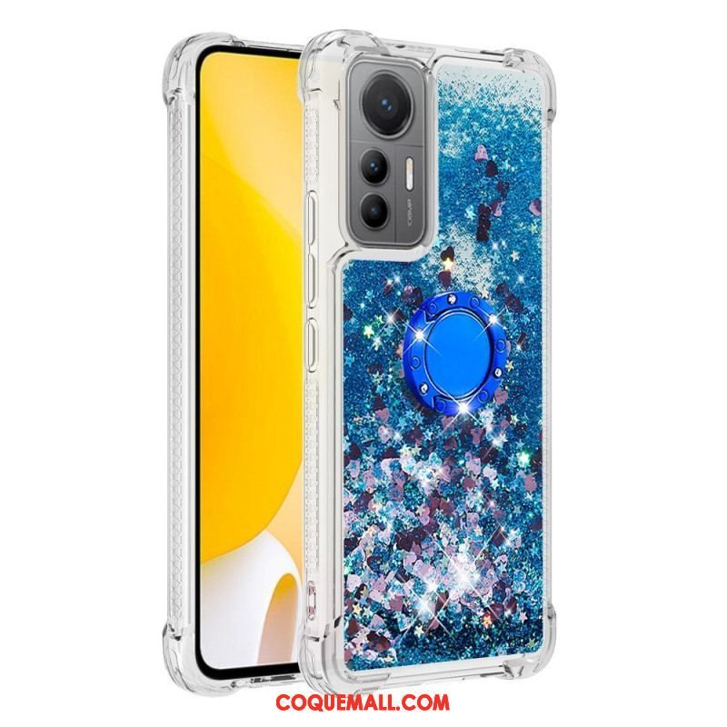 Coque Xiaomi 12 Lite Paillettes Colorées Anneau-Support