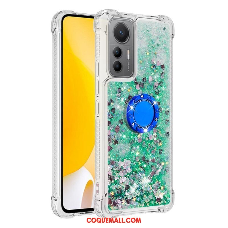 Coque Xiaomi 12 Lite Paillettes Colorées Anneau-Support