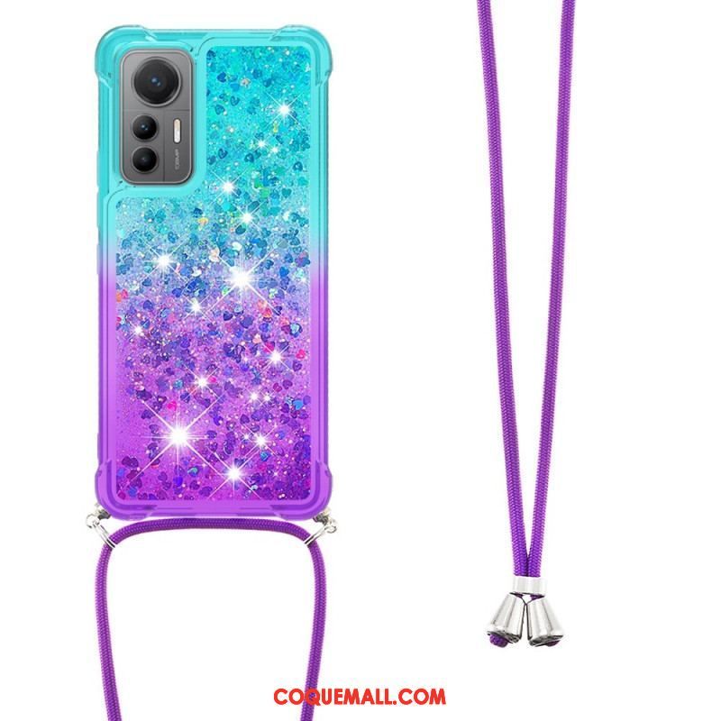 Coque Xiaomi 12 Lite à Cordon Silicone Paillettes