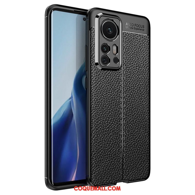 Coque Xiaomi 12 Pro Effet Cuir Litchi Double Line