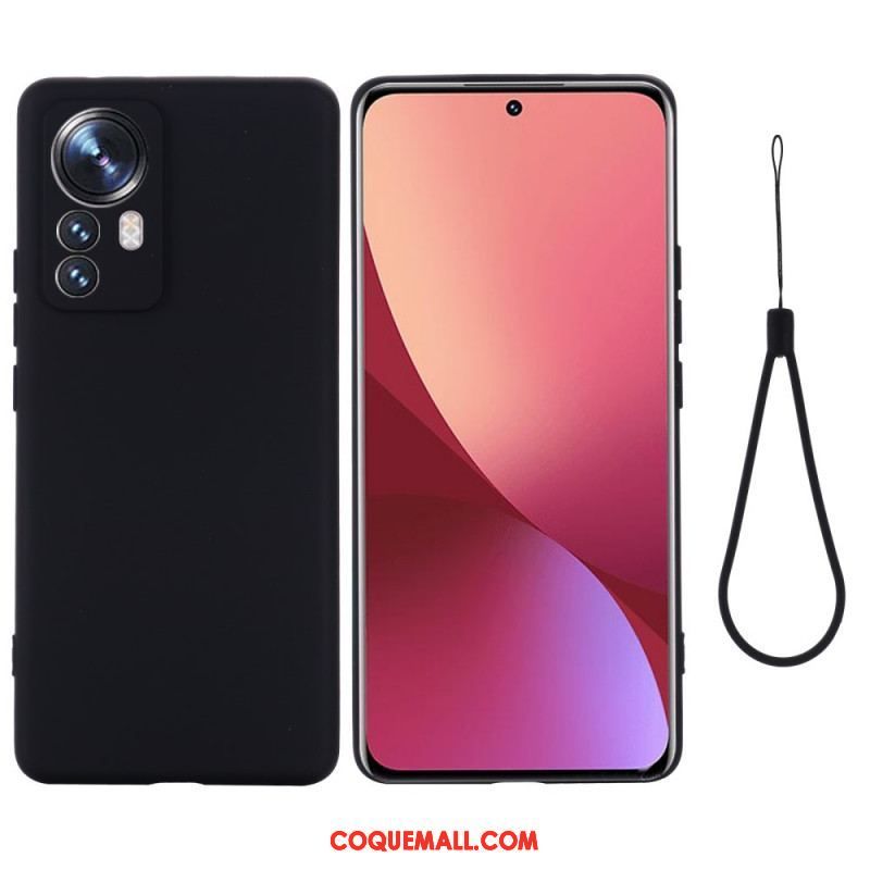 Coque Xiaomi 12 Pro Silicone Liquide Avec Lanière