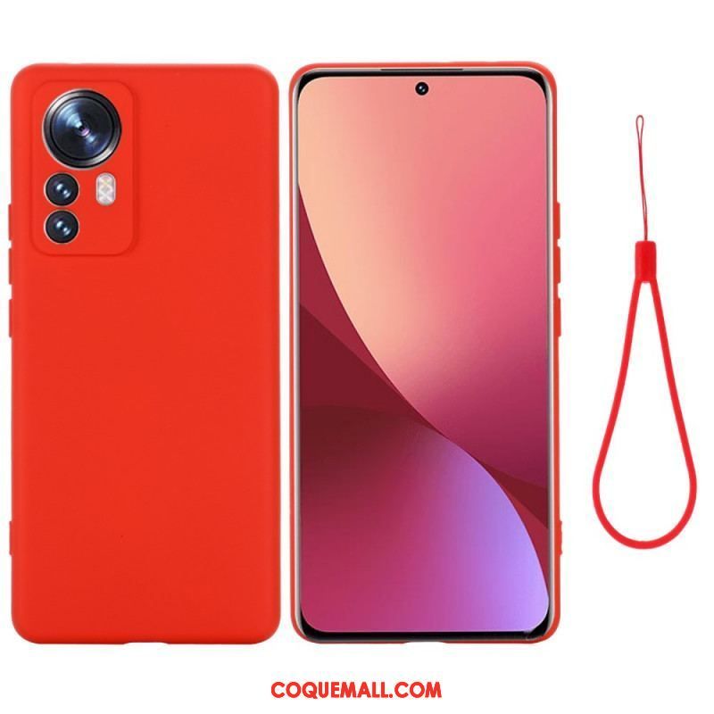 Coque Xiaomi 12 Pro Silicone Liquide Avec Lanière