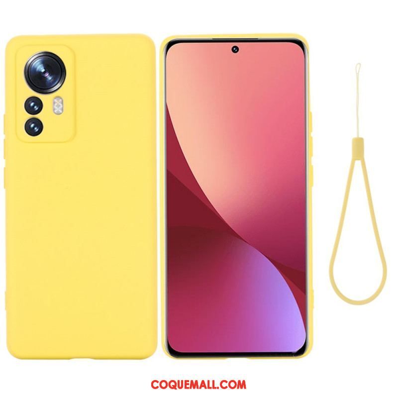 Coque Xiaomi 12 Pro Silicone Liquide Avec Lanière