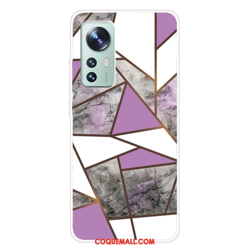 Coque Xiaomi 12 Pro Silicone Marbre Géométrie