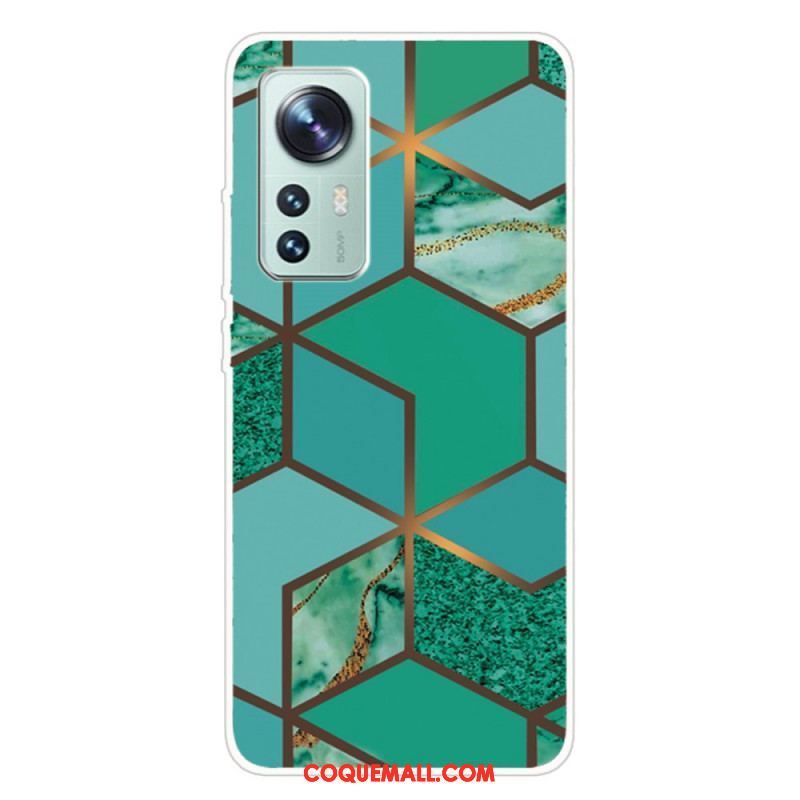 Coque Xiaomi 12 Pro Silicone Marbre Géométrie