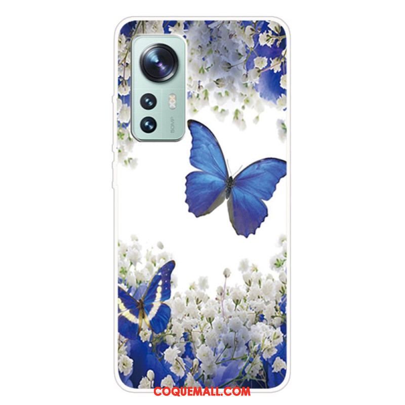 Coque Xiaomi 12 Pro Silicone Papillons