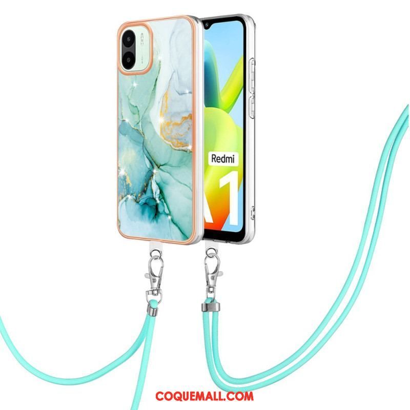 Coque Xiaomi Redmi A1 à Cordon Style Marbre