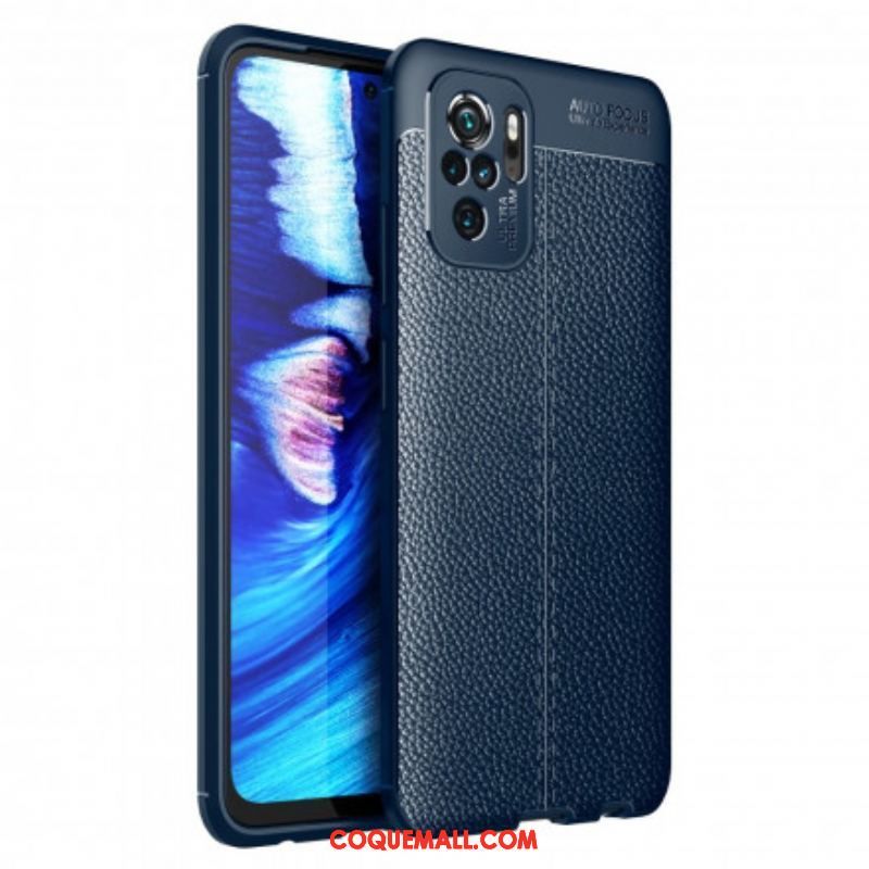 Coque Xiaomi Redmi Note 10/10S/Poco M5s Effet Cuir Litchi Double line