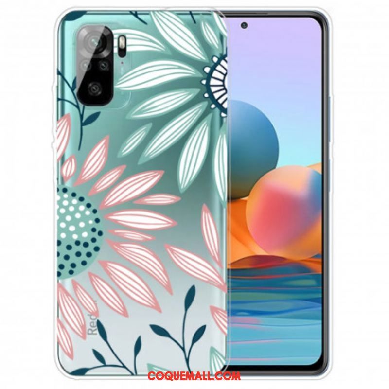 Coque Xiaomi Redmi Note 10/10S/Poco M5s Transparente Une Fleur